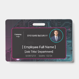 Cyber Security ID Badge Tech Company Photo Pass