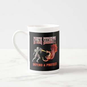 Cyber Security Knight Dragon Defense Bone China Mug