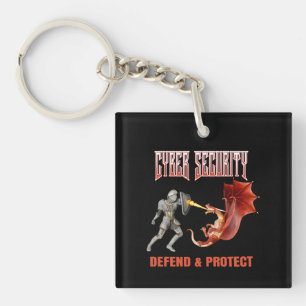 Cyber Security Knight Dragon Defense Keychain