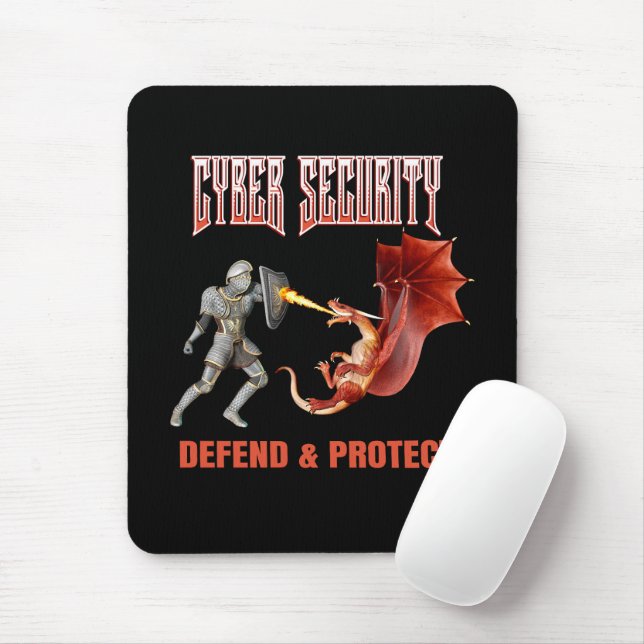 Cyber Security Knight Dragon Defense Mouse Pad (With Mouse)