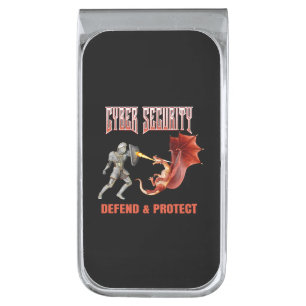 Cyber Security Knight Dragon Defense Silver Finish Money Clip