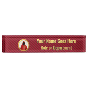 Cyber Security Professional red and gold custom Desk Name Plate
