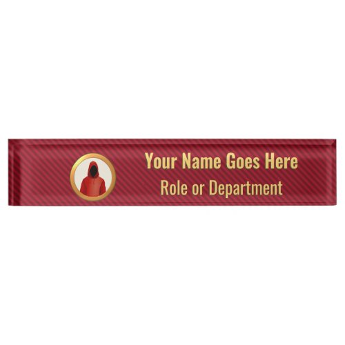 Cyber Security Professional red and gold custom Desk Name Plate