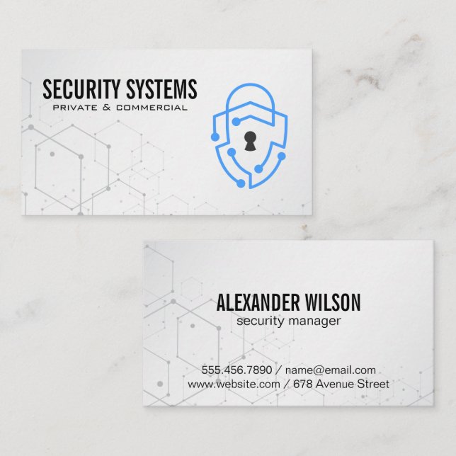 Cyber Security Shield Logo Business Card (Front/Back)