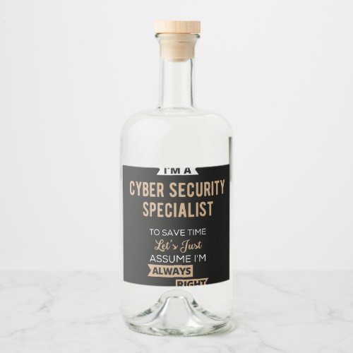 Cyber Security Specialist Liquor Bottle Label