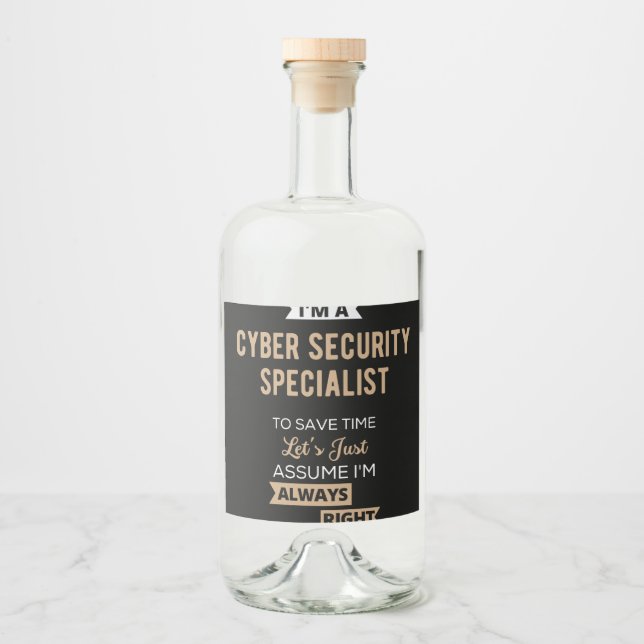 Cyber Security Specialist Liquor Bottle Label (Front)
