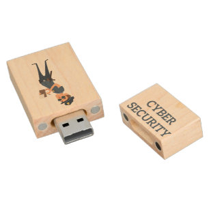 Cyber Security: The Cool Cop on Patrol Wood Flash Drive