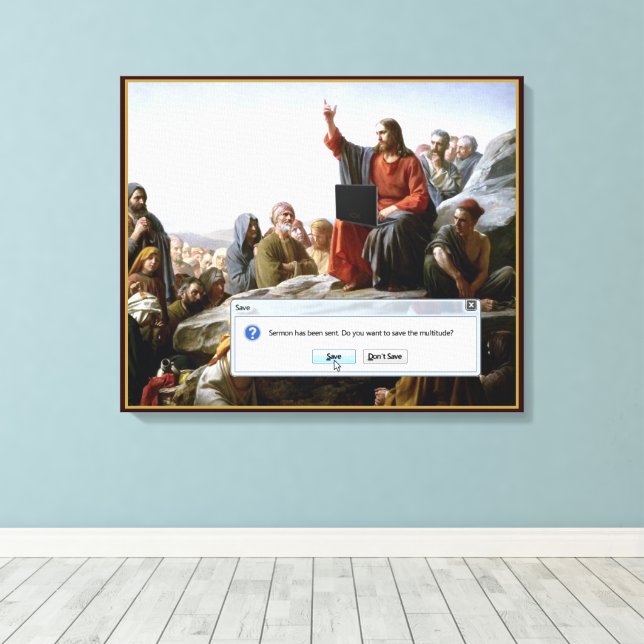 Cyber Sermon Funny Canvas Print (Insitu(Wood Floor))
