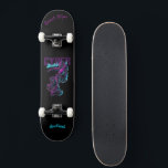 Cyber skateboard with Caption & Name<br><div class="desc">Make this skateboard your own by adding your text. To access advanced editing tools, please go to "Personalize this template" and click on "Details", scroll down and press the "click to customize further" link. Ideal for any Occasion such as birthday or Graduation, for outdoor skateboarders who love the graffiti style....</div>
