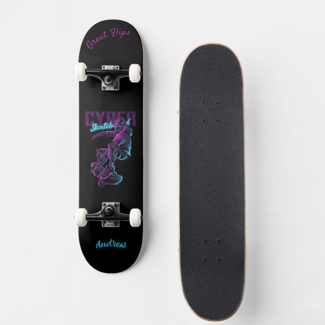 Cyber skateboard with Caption & Name (Front)
