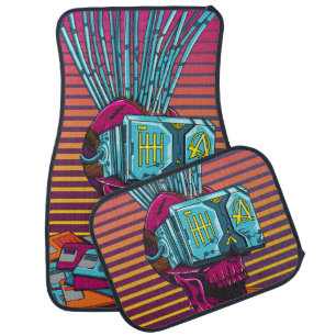 Cyber Skull Virtual Reality Cyberpunk floppy disc  Car Floor Mat