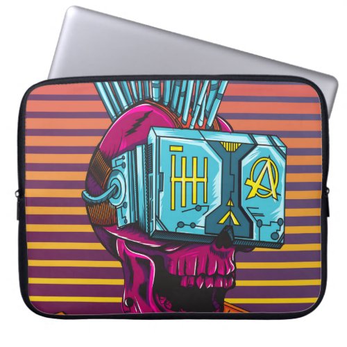 Cyber Skull Virtual Reality Cyberpunk floppy disc  Laptop Sleeve