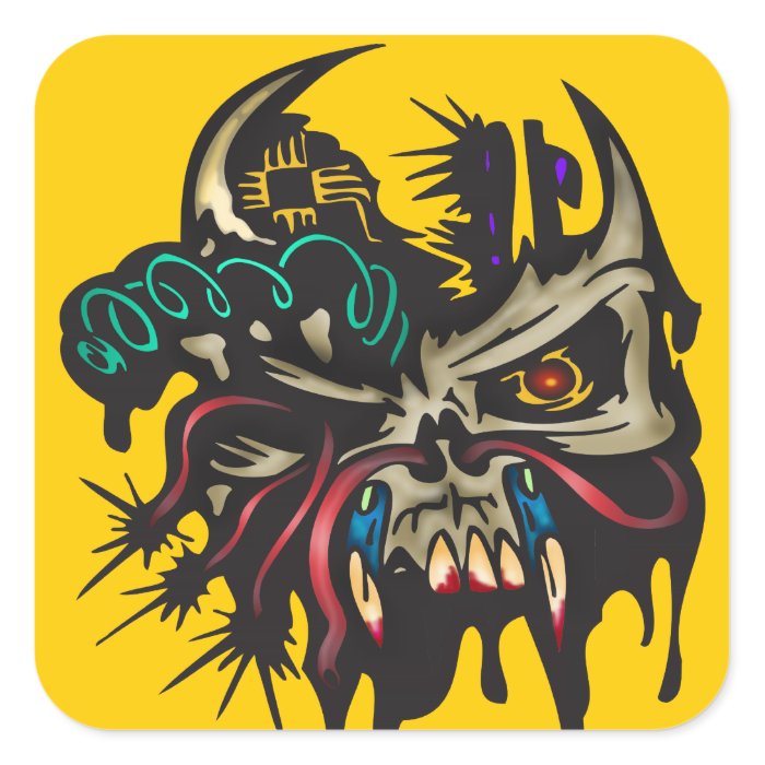 Cyber Skull With Horns Sticker