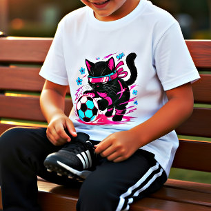 Cyber Soccer Cat Lover Gift Futuristic Feline Fun T-Shirt