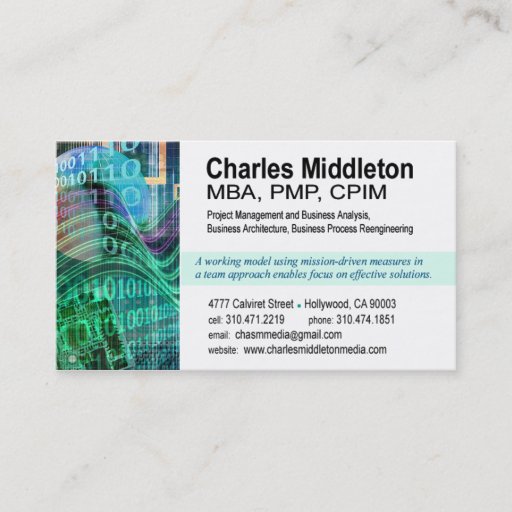 Customizable Cyber Tech-1 Business Card template (white/aqua)