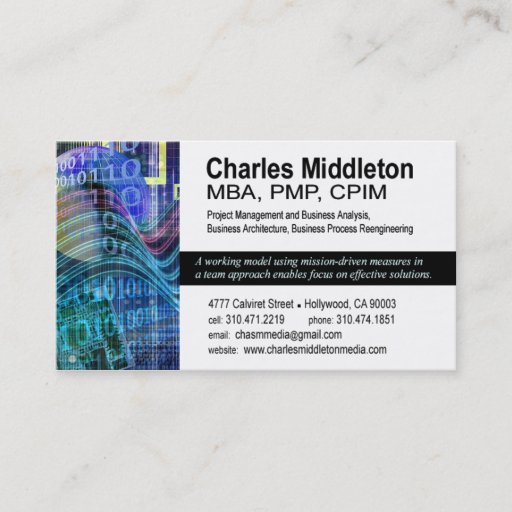 Customizable Cyber Tech-1 Business Card template (white/blue)