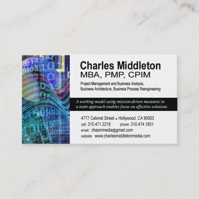 Cyber Tech-1 Business Card template (white/blue) (Front)