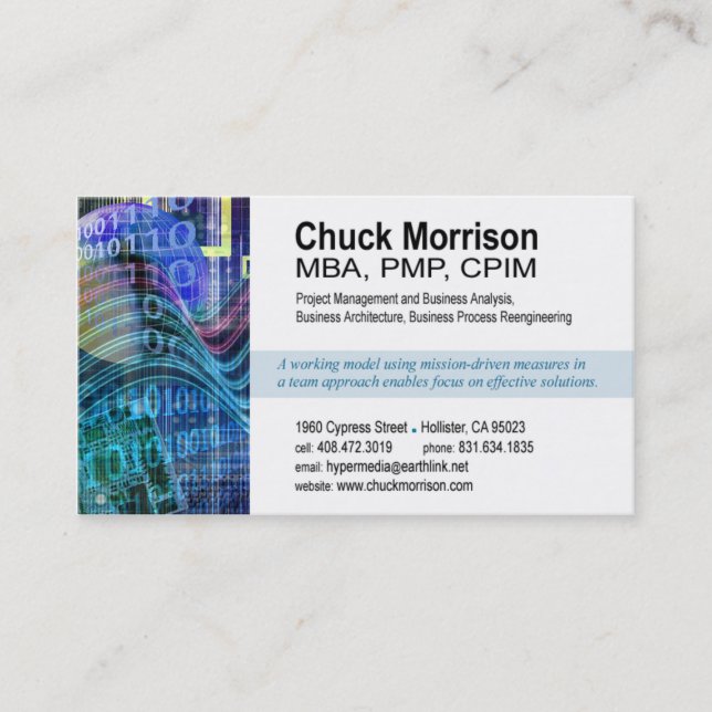 Cyber Tech-1 Business Card (white/blue) (Front)