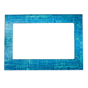 Cyber Tech Blueprint - Electric Blue Picture Magnetic Frame