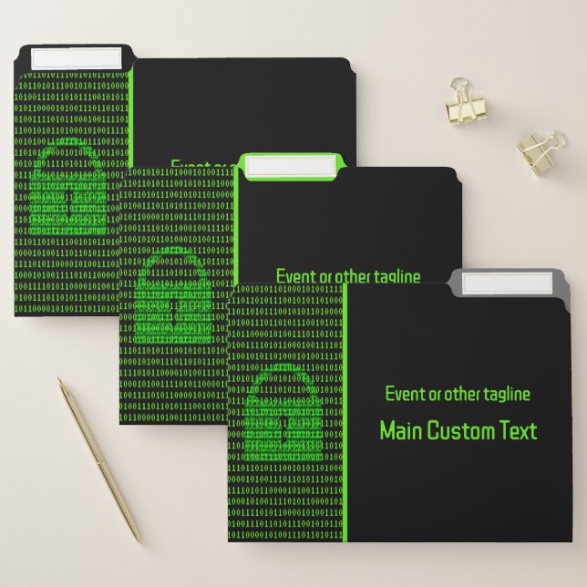 Cyber Theme - Digital Padlock & Machine Code Black File Folder (Set)