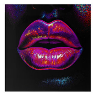 Cyber Venus Lips – Colourful Lips Portrait Acrylic Print