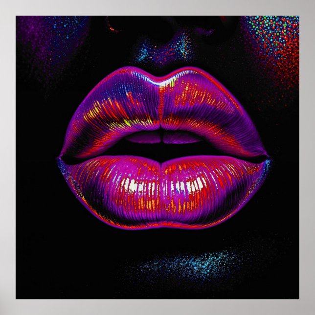 Cyber Venus Lips – Colourful Lips Portrait        Poster (Front)