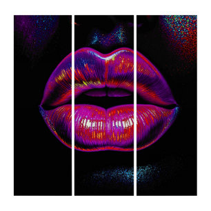 Cyber Venus Lips – Colourful Lips Portrait Triptych