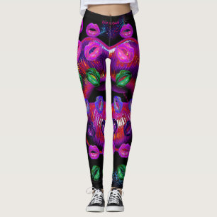 Cyber Venus Lips - Kiss Me Quick. Multiplied. Leggings