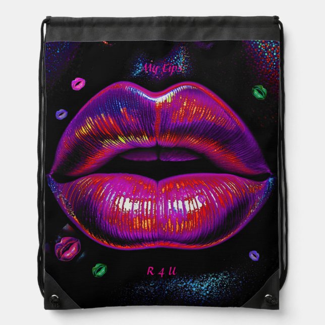 Cyber Venus Lips  - My Lips R 4 U Drawstring Bag (Front)