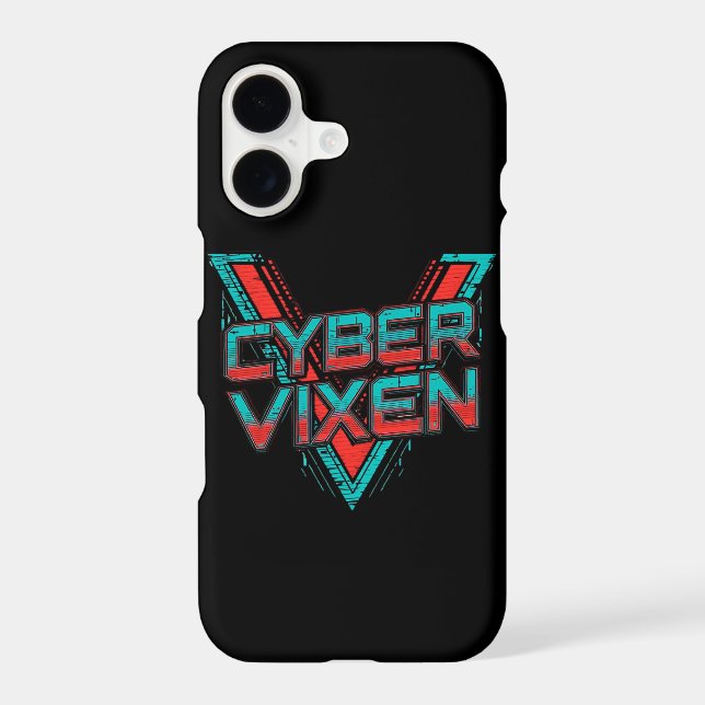 Cyber Vixen - Red Teal Gamer Girl Graphic Phone Case-Mate iPhone Case (Back)