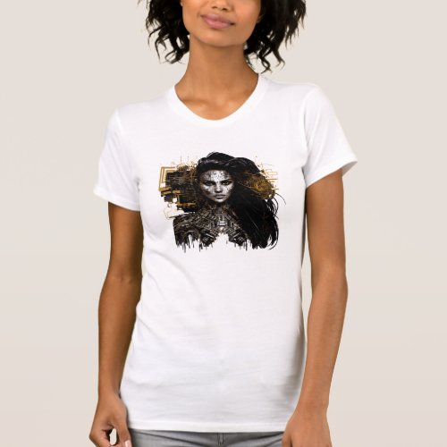 Cyber Woman A Futuristic and Edgy Design T_Shirt