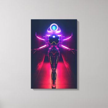 Cybergoth Glitched Neon Android Robot Canvas Print by thatcrazyredhead at Zazzle