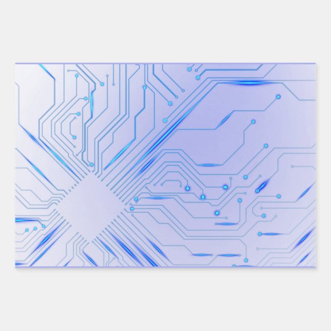Cybernetic Blue Chip Motherboard  Wrapping Paper Sheets (Front)