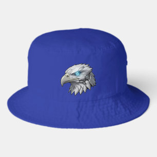 Cybernetic Eagle Head Futuristic Robotic Bald Eagl Bucket Hat