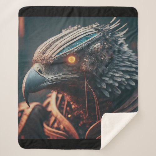 Cybernetic Eagle Sherpa Blanket
