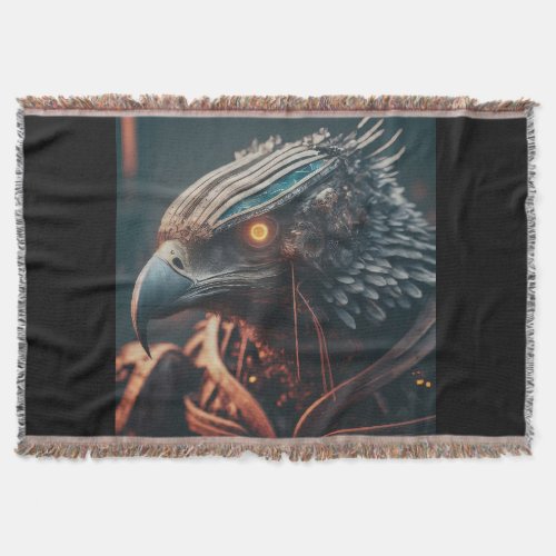 Cybernetic Eagle Throw Blanket