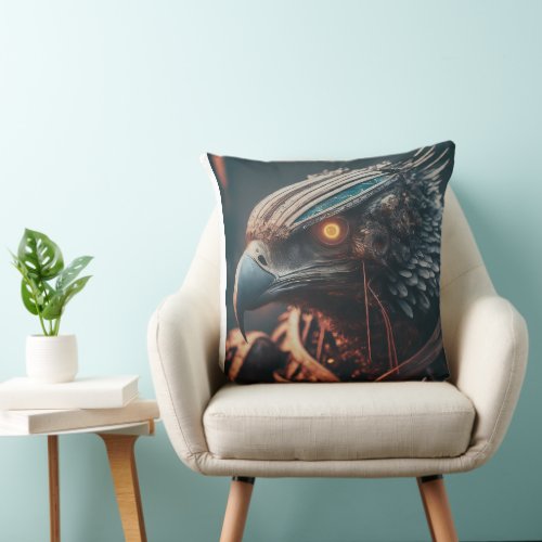 Cybernetic Eagle Throw Pillow