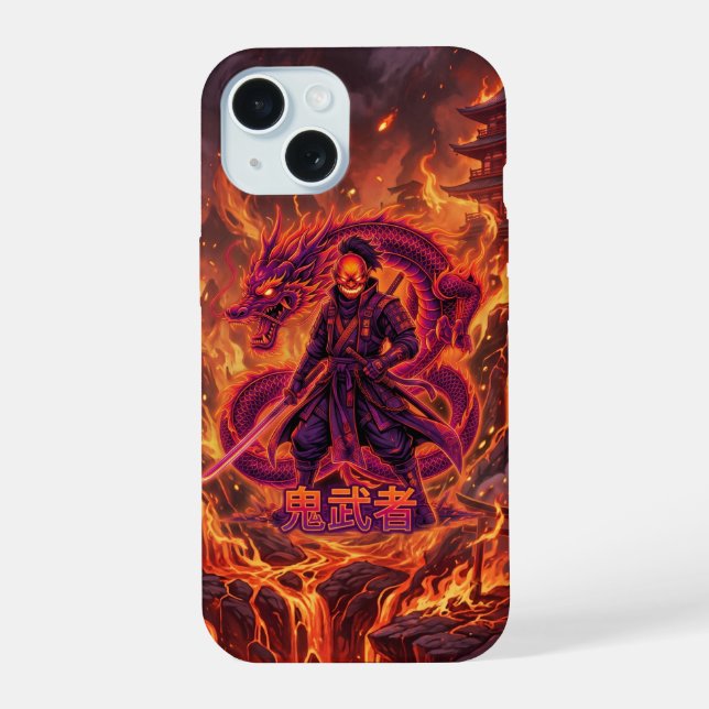 Cybernetic Fire Samurai & Dragon Iphone Case (Back)