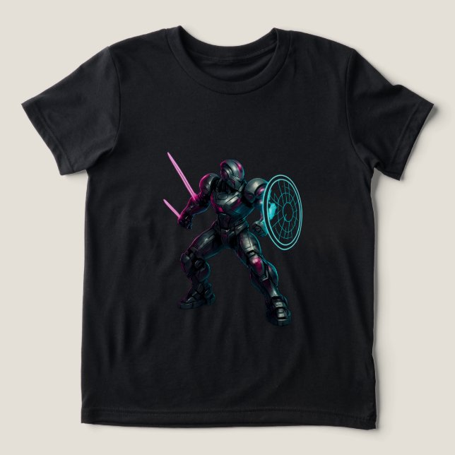 Cybernetic Gladiator – Neon Blade Warrior Tri-Blend Shirt (Design Front)