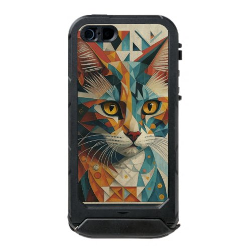 CYBERNETIC KITTY CAT ABSTRACT GEOMETRIC CUBISM  WATERPROOF CASE FOR iPhone SE55s