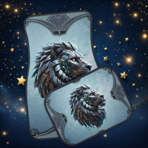 Cybernetic Lion The fusion of power and technology Car Floor Mat