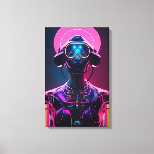 cybernetic mechanical biodrone robot woman canvas print