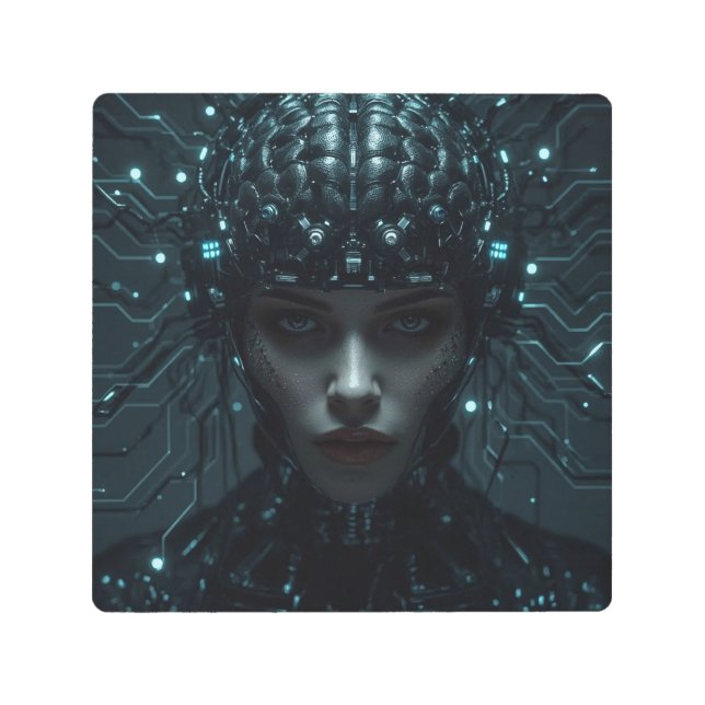  Cybernetic Neural Entity Metal Print (Front)