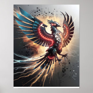 Cybernetic Phoenix – Mechanical Rebirth in Fire  Poster