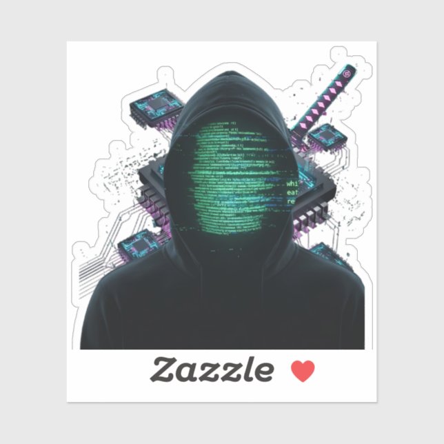 Cybernetic Tech Fusion - Neon Katana & CPU Circuit Sticker (Sheet)