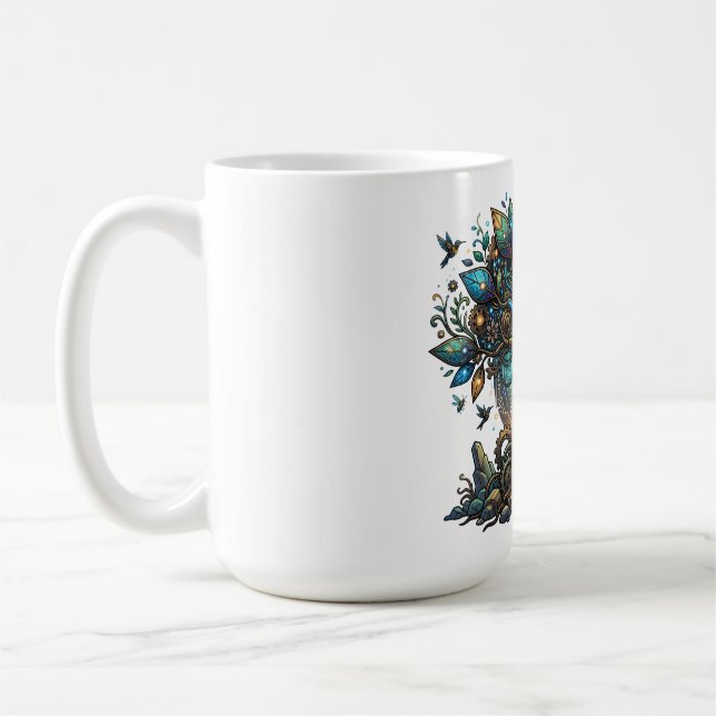 Cybernetic Tree of Life Cosmic Steampunk Coffee Mug (Left)