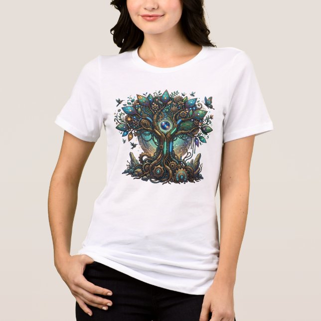 Cybernetic Tree of Life Cosmic Steampunk Tri-Blend Shirt (Front)