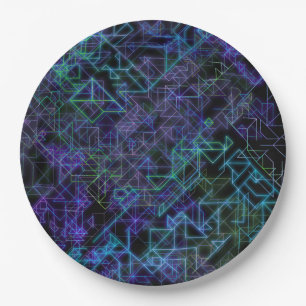 cybernetic veins, in blue and green : paper plates