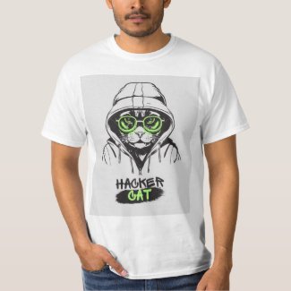 CyberPaws: Hacker Cat Illustration T-Shirts