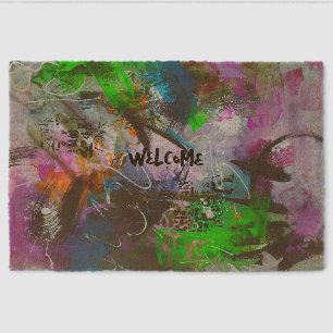 Cyberpunk abstract Welcome Fiber Doormat